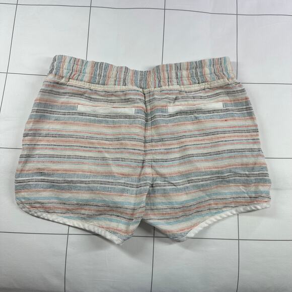 Athleta Shorts Womens 4 Cream Multi Striped Jacquard Sandbar Linen Beach Casual - Picture 3 of 11